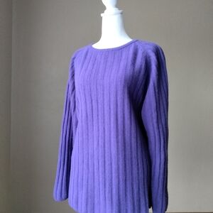 Vth Women's Ribbed Purple Sweater 90% Wool